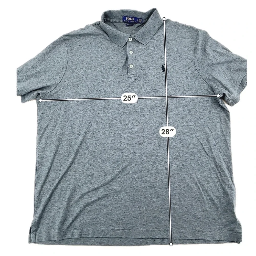 Polo Ralph Lauren Polo Shirt Mens XL Gray Heathered Classic Fit Preppy Sporty